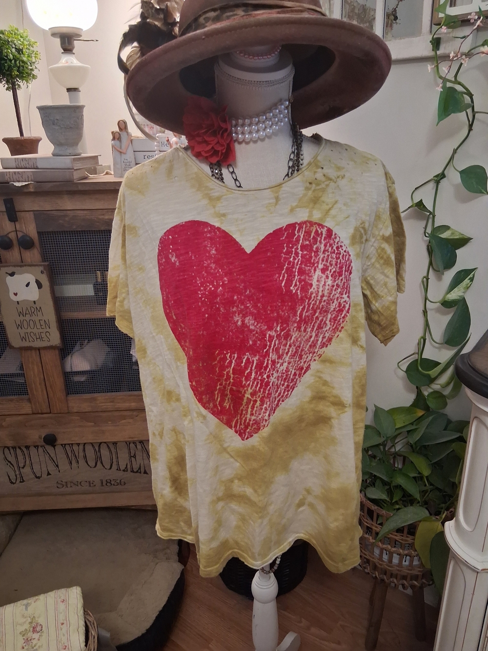 Magnolia Pearl Tie-Dye Tee with Red Heart Graphic